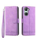 For vivo Y03 Dierfeng Dream Line TPU + PU Leather Phone Case(Purple)