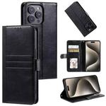 For iPhone 15 Pro Max Simple 6-Card Wallet Leather Phone Case(Black)