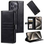 For iPhone 15 Pro Simple 6-Card Wallet Leather Phone Case(Black)