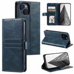 For iPhone 15 Plus Simple 6-Card Wallet Leather Phone Case(Navy Blue)