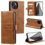 For iPhone 15 Plus Simple 6-Card Wallet Leather Phone Case(Brown)