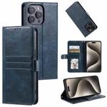 For iPhone 14 Pro Simple 6-Card Wallet Leather Phone Case(Navy Blue)