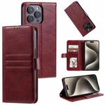 For iPhone 14 Pro Simple 6-Card Wallet Leather Phone Case(Wine Red)