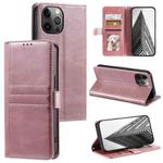 For iPhone 12 / 12 Pro Simple 6-Card Wallet Leather Phone Case(Rose Gold)