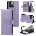 For iPhone 12 / 12 Pro Simple 6-Card Wallet Leather Phone Case(Purple)