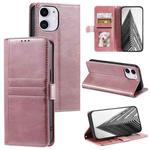 For iPhone 12 mini Simple 6-Card Wallet Leather Phone Case(Rose Gold)