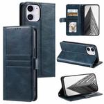 For iPhone 12 mini Simple 6-Card Wallet Leather Phone Case(Navy Blue)