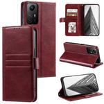 For Xiaomi Redmi Note 12S Simple 6-Card Wallet Leather Phone Case(Wine Red)