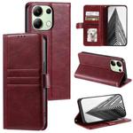 For Xiaomi Redmi Note 13 4G Simple 6-Card Wallet Leather Phone Case(Wine Red)