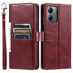 For Motorola Moto G14 Simple 6-Card Wallet Leather Phone Case(Wine Red)