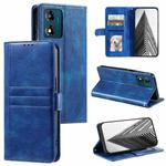 For Motorola Moto E14 Simple 6-Card Wallet Leather Phone Case(Blue)