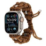 For Apple Watch Ultra 2 49mm Screw Nut Braided Paracord Watch Band(Coffee)