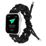 For Apple Watch Series 9 45mm Screw Nut Braided Paracord Watch Band(Black)