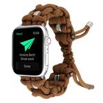 For Apple Watch Series 9 45mm Screw Nut Braided Paracord Watch Band(Coffee)