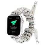 For Apple Watch Series 9 41mm Screw Nut Braided Paracord Watch Band(White)