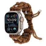 For Apple Watch Ultra 49mm Screw Nut Braided Paracord Watch Band(Coffee)