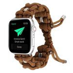 For Apple Watch Series 8 41mm Screw Nut Braided Paracord Watch Band(Coffee)