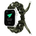 For Apple Watch Series 7 45mm Screw Nut Braided Paracord Watch Band(Green)