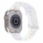 For Apple Watch Series 8 45mm Jelly Color Dots Liquid Silicone Watch Band(White)