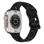 For Apple Watch SE 2022 44mm Jelly Color Dots Liquid Silicone Watch Band(Black)