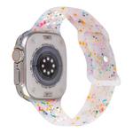 For Apple Watch Series 7 41mm Jelly Color Dots Liquid Silicone Watch Band(Transparent White)