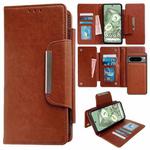 For Google Pixel 8 Pro Multifunctional 7-Card Wallet Leather Phone Case(Brown)