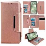 For Google Pixel 6 Pro Multifunctional 7-Card Wallet Leather Phone Case(Rose Gold)