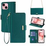 For iPhone 15 Crossbody Chain Leather Phone Case(Green)