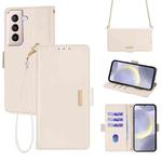 For Samsung Galaxy S22 5G Crossbody Chain Leather Phone Case(White)