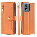 For Motorola Moto G Play 4G 2024 Sheep Texture Cross-body Zipper Wallet Leather Phone Case(Orange)