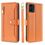 For Motorola Moto G24 4G Sheep Texture Cross-body Zipper Wallet Leather Phone Case(Orange)