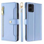 For Motorola Moto G24 4G Sheep Texture Cross-body Zipper Wallet Leather Phone Case(Blue)