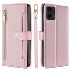 For Motorola Moto G24 4G Sheep Texture Cross-body Zipper Wallet Leather Phone Case(Pink)