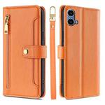 For Motorola Moto G34 5G Sheep Texture Cross-body Zipper Wallet Leather Phone Case(Orange)