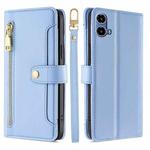 For Motorola Moto G34 5G Sheep Texture Cross-body Zipper Wallet Leather Phone Case(Blue)