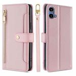 For Motorola Moto G34 5G Sheep Texture Cross-body Zipper Wallet Leather Phone Case(Pink)