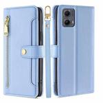 For Motorola Edge 5G 2024 Sheep Texture Cross-body Zipper Wallet Leather Phone Case(Blue)