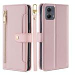 For Motorola Edge 5G 2024 Sheep Texture Cross-body Zipper Wallet Leather Phone Case(Pink)