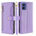 For Motorola Moto G85 5G Sheep Texture Cross-body Zipper Wallet Leather Phone Case(Purple)