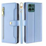 For Motorola Edge 50 5G Sheep Texture Cross-body Zipper Wallet Leather Phone Case(Blue)