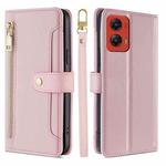 For Motorola Moto G Stylus 5G 2024 Sheep Texture Cross-body Zipper Wallet Leather Phone Case(Pink)