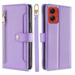 For Motorola Moto G Stylus 5G 2024 Sheep Texture Cross-body Zipper Wallet Leather Phone Case(Purple)