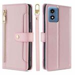 For Motorola Moto G 5G 2024 Sheep Texture Cross-body Zipper Wallet Leather Phone Case(Pink)