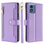 For Motorola Moto G 5G 2024 Sheep Texture Cross-body Zipper Wallet Leather Phone Case(Purple)