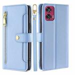 For Motorola Edge 50 Fusion 5G Sheep Texture Cross-body Zipper Wallet Leather Phone Case(Blue)