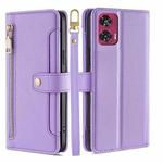 For Motorola Edge 50 Fusion 5G Sheep Texture Cross-body Zipper Wallet Leather Phone Case(Purple)