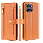 For Motorola Edge 50 Neo 5G Sheep Texture Cross-body Zipper Wallet Leather Phone Case(Orange)