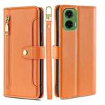 For Motorola Moto G35 5G Sheep Texture Cross-body Zipper Wallet Leather Phone Case(Orange)