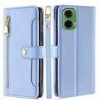 For Motorola Moto G35 5G Sheep Texture Cross-body Zipper Wallet Leather Phone Case(Blue)