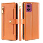 For Motorola Moto G55 5G Sheep Texture Cross-body Zipper Wallet Leather Phone Case(Orange)